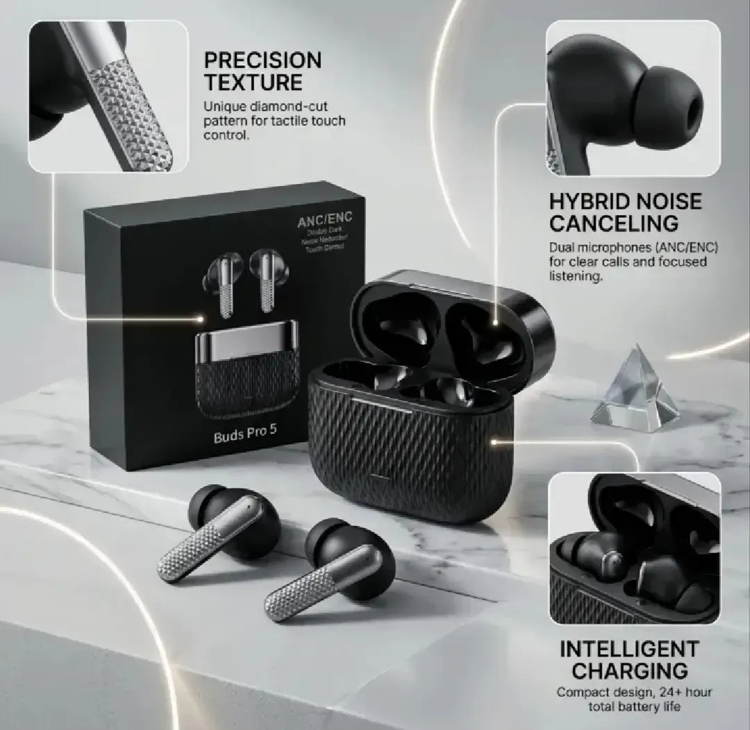 Buds Pro 5 Wireless Bluetooth Earbuds - HD Sound Quality Touch Control And Noise Reduction For Immersive Audio Experience (Random Color)