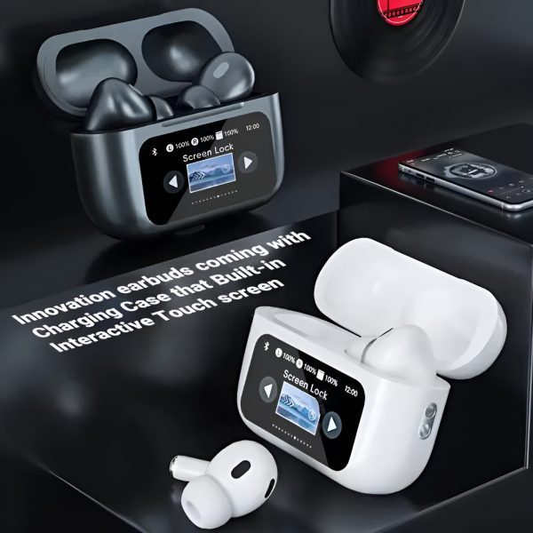 White A9 Pro ANC Bluetooth 5.4 Wirele Earbuds with Smart Screen and Active Noise Cancellation