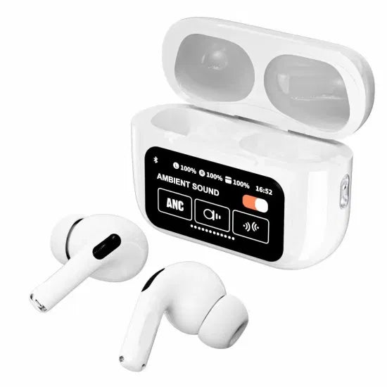 White A9 Pro ANC Bluetooth 5.4 Wirele Earbuds with Smart Screen and Active Noise Cancellation