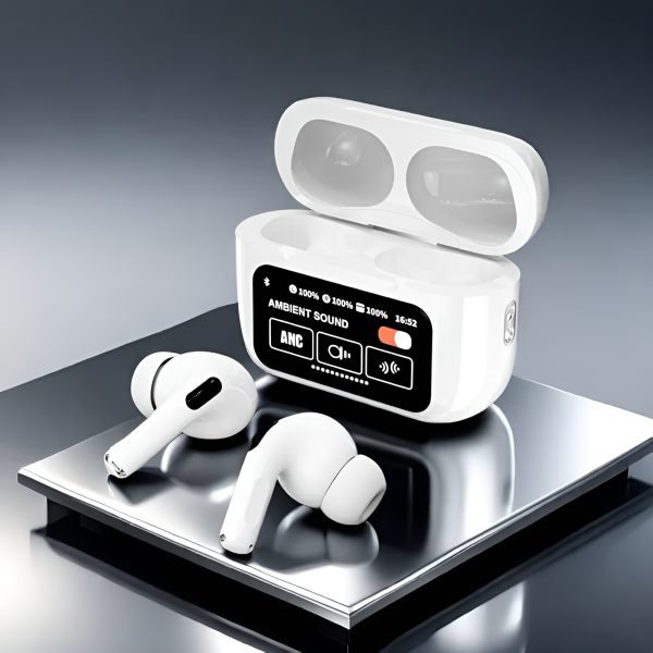 White A9 Pro ANC Bluetooth 5.4 Wirele Earbuds with Smart Screen and Active Noise Cancellation